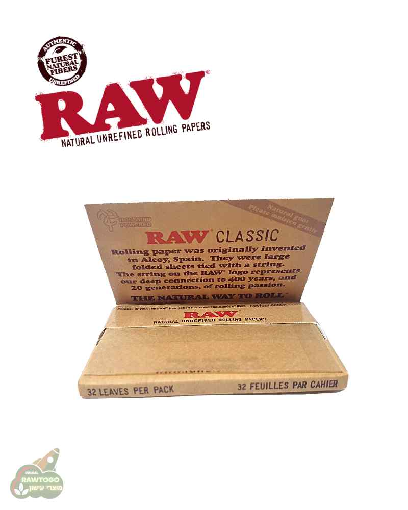 חבילת ניירות גלגול Raw Classic 1 1/2 Size