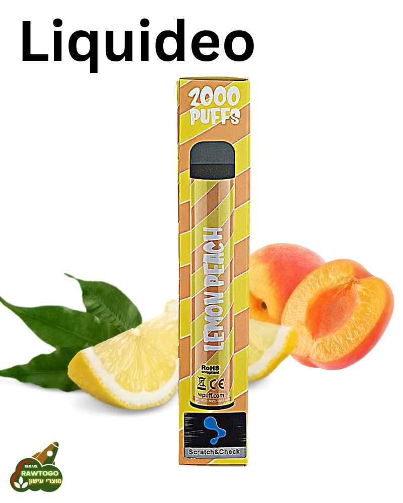 סיגריה אלקטרונית חד פעמית לימון אפרסק חברת ליקויידו Liquideo
