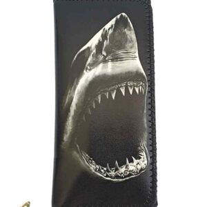 נרתיק לגלגול טבק דמוי עור צבע שחור בעיצוב כריש mamo