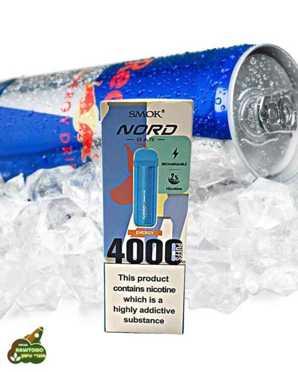 סיגריה אלקטרונית חד פעמית בטעם משקה אנרגיה 4000 שאיפות חברת SMOKE