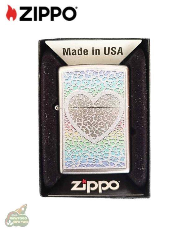 מצית זיפו בעיצוב לב בצבעי הקשת ZIPPO