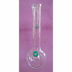 באנג זכוכית בינוני בעיצוב עלה ירוק קנדי 23 ס"מ כולל 3 מבחנות