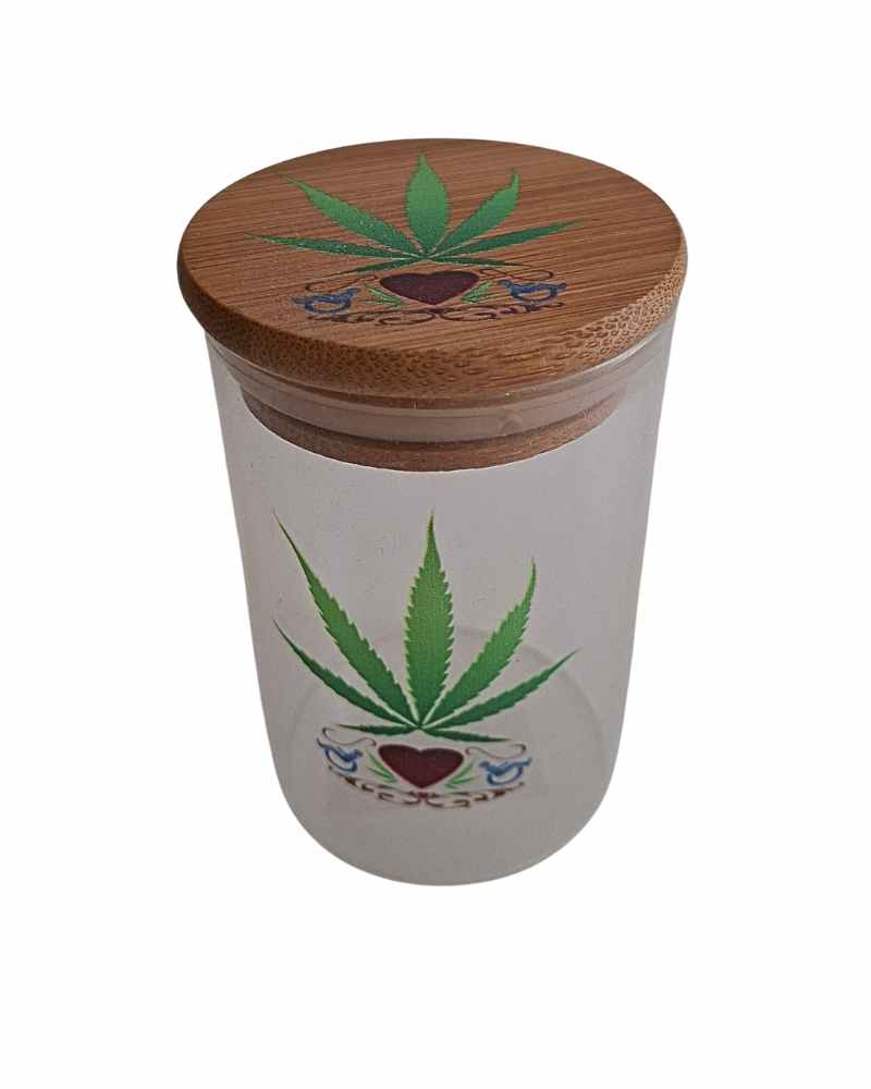 צנצנת אחסון זכוכית מעוצבת 420 עם מכסה במבוק אטום – גובה 11 ס"מ