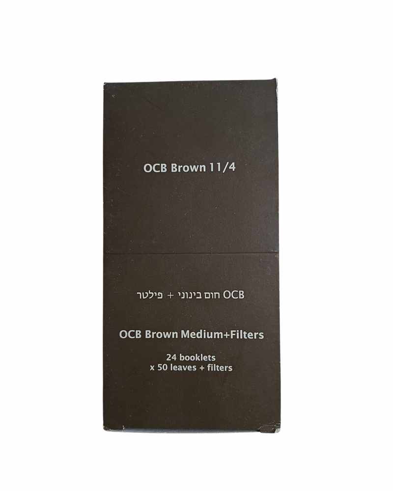 קופסת ניירות גלגול OCB חום בינוני ופילטרים – מארז דיספליי OCB Brown Medium 1 1/4 (24 חפיסות)