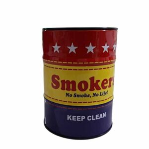 מאפרה סגורה חבית מתכת Smoker בעיצוב רטרו – מאפרת צילינדר עמידה לרוח