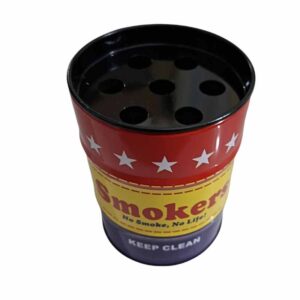 מאפרה סגורה חבית מתכת Smoker בעיצוב רטרו – מאפרת צילינדר עמידה לרוח